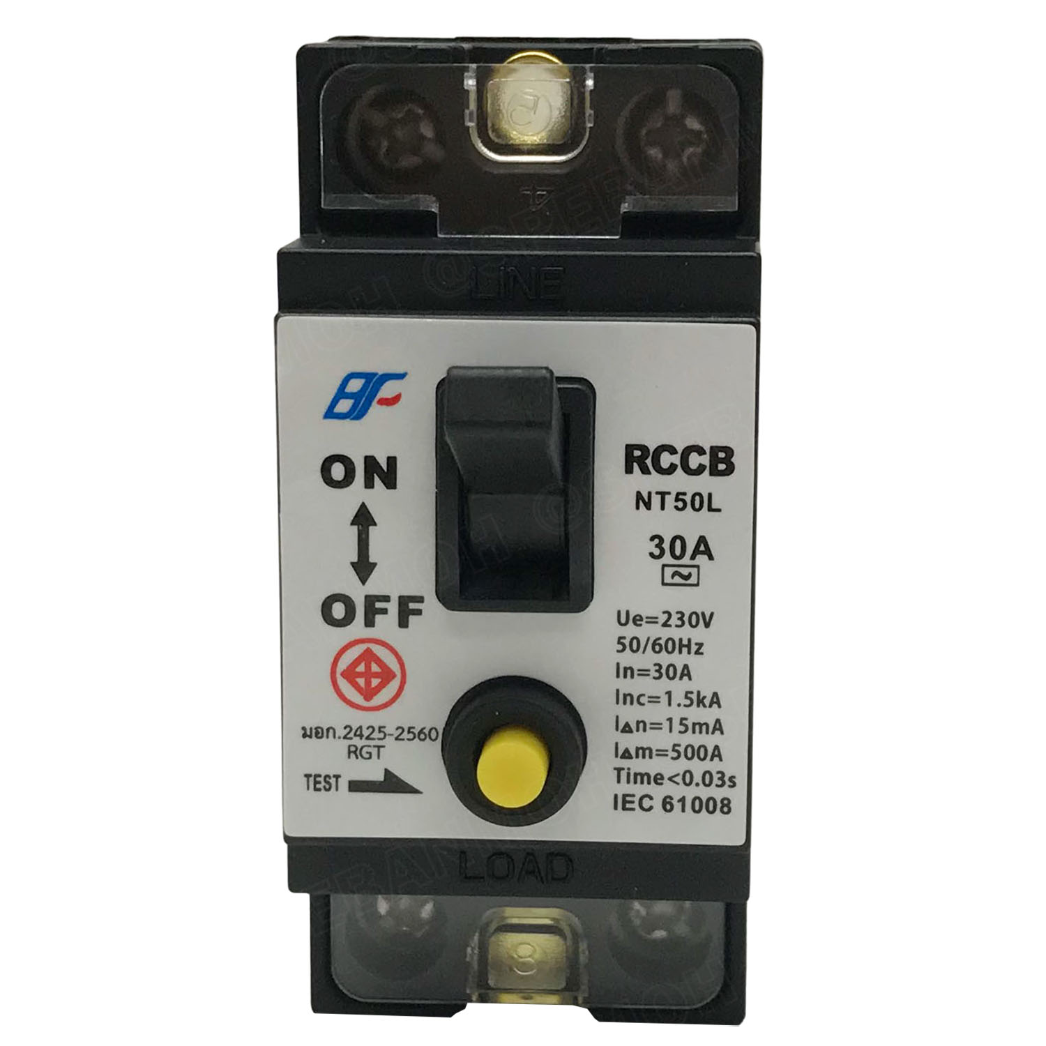 [ 1ชิ้น ] BF-50L เบรกเกอร์ RCCB NT50L 2P 30A 15mA เบรกเกอร์กันไฟดูด กันไฟรั่ว Safety Breaker RCCB BF 30แอมป์ เบรกเกอร์เครื่องทำน้ำอุ่น Residual Current Operated Circuit Breaker without Integral Overcurrent Protection มอก 2425-2560 RGT กันดูด กันไฟรั่ว เบร