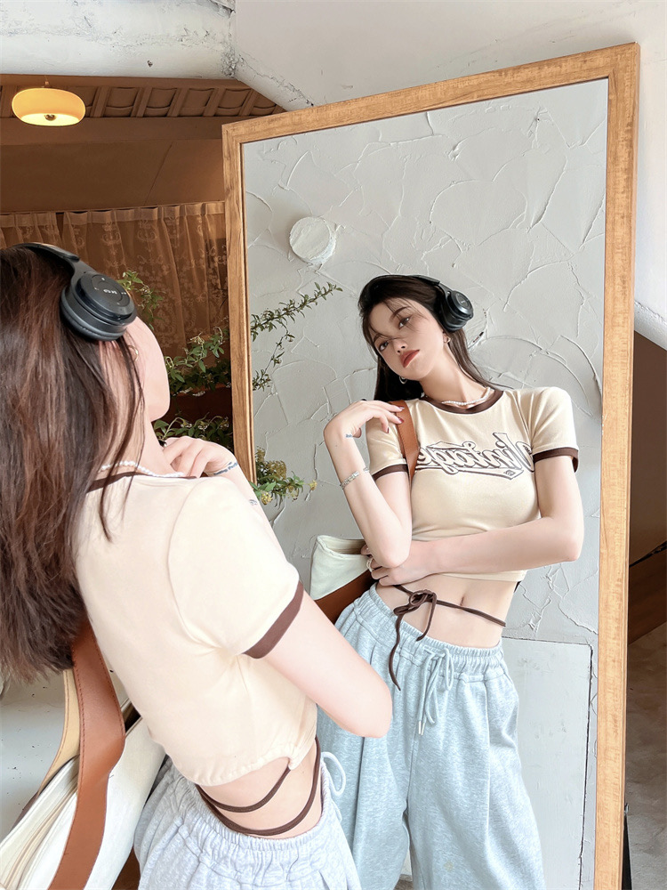 IU crop tee เสื้อยืดสายฝอผูกเอว