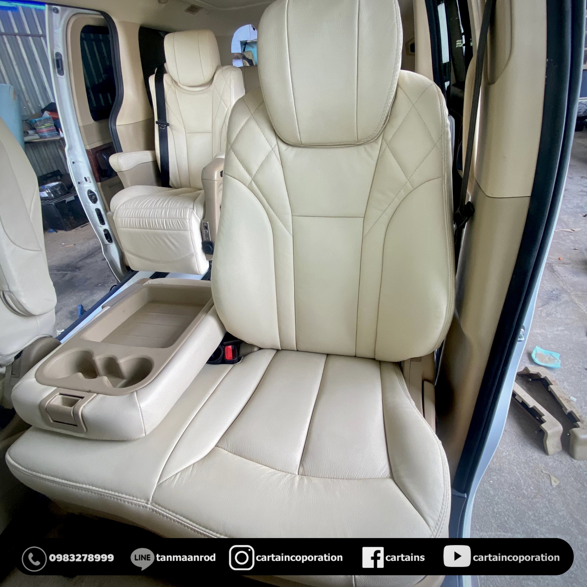 แปลงทรงหุ้มใหม่หนังแท้ เบาะคนขับ Hyundai starex