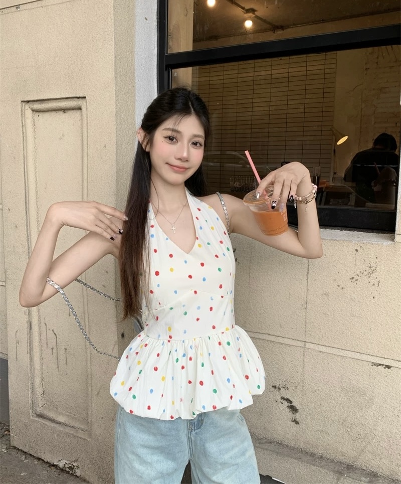POLKADOT HALTER TOP คล้องคอลายจุด
