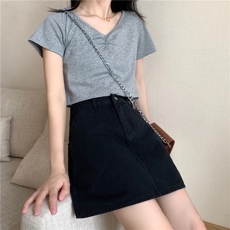BASIC Denim mini skirt กระโปรงยีนส์สั้น