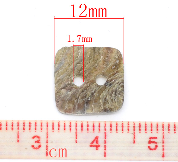 กระดุมจากหอยมุกรูปสี่เหลี่ยม 12*12มม. 10 เม็ด