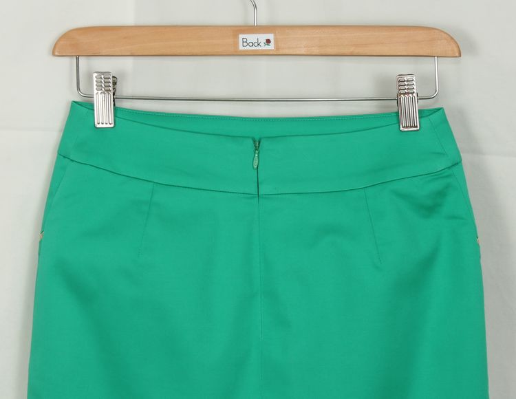 SK-118 กระโปรงแฟชั่น&ทำงาน ทรงสอบ ผ้าคอตต้อนญี่ปุ่นผสมสเปนเดกสีเขียวมิ้นท์