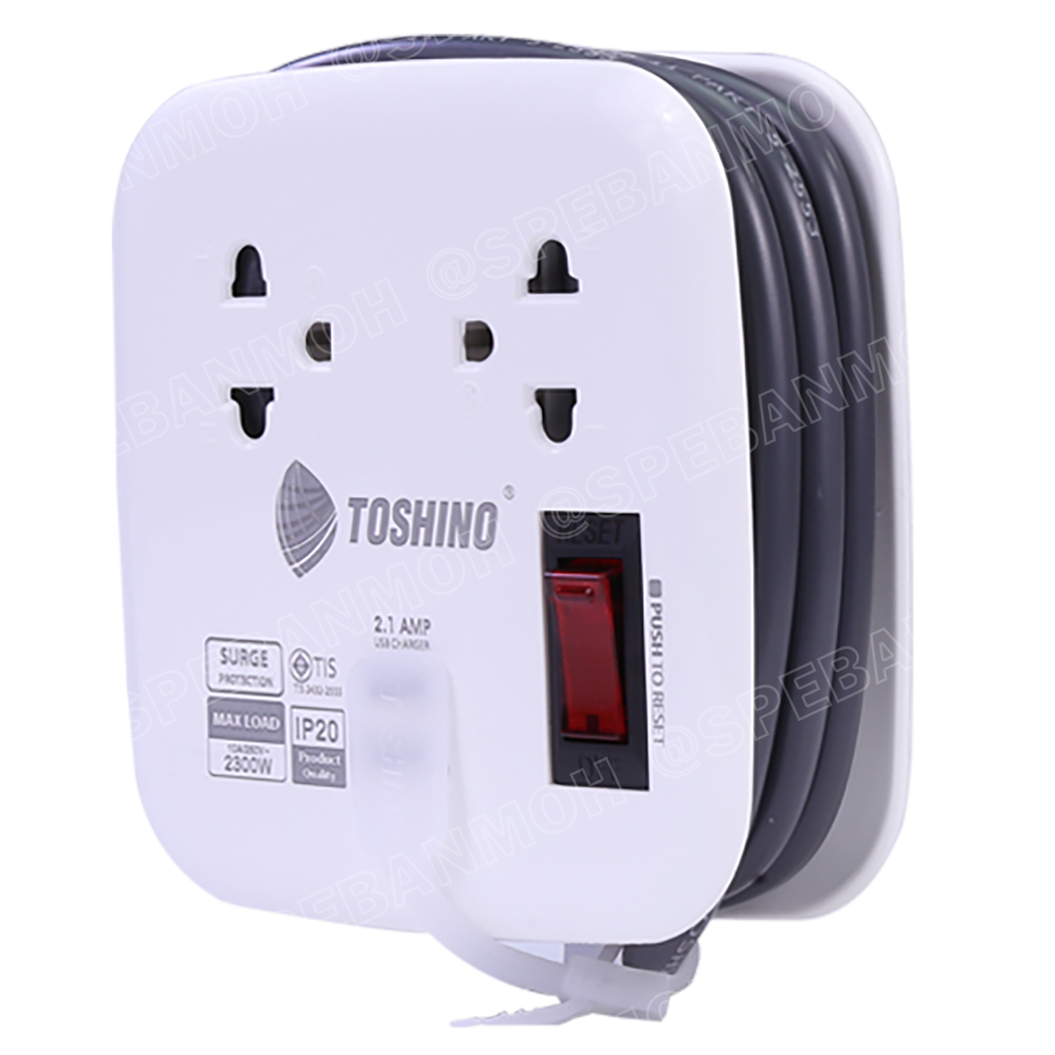 XP-1M ปลั๊กราง Toshino ปลั๊กไฟพกพา XP-1M รางปลั๊กไฟ 2 ช่อง 1สวิตซ์รีเซ็ต 2 USB 2.1A ยาว 1 เมตร รองรับกำลังไฟ 10A 2300W รางปลั๊กไฟ 2 ช่อง 1สวิตซ์ 2 USB ยาว 1 เมตร รุ่น XP-1M WH Toshino ระบบ Surge Protection ป้องกันไฟกระชาก ระบบ Circuit Br
