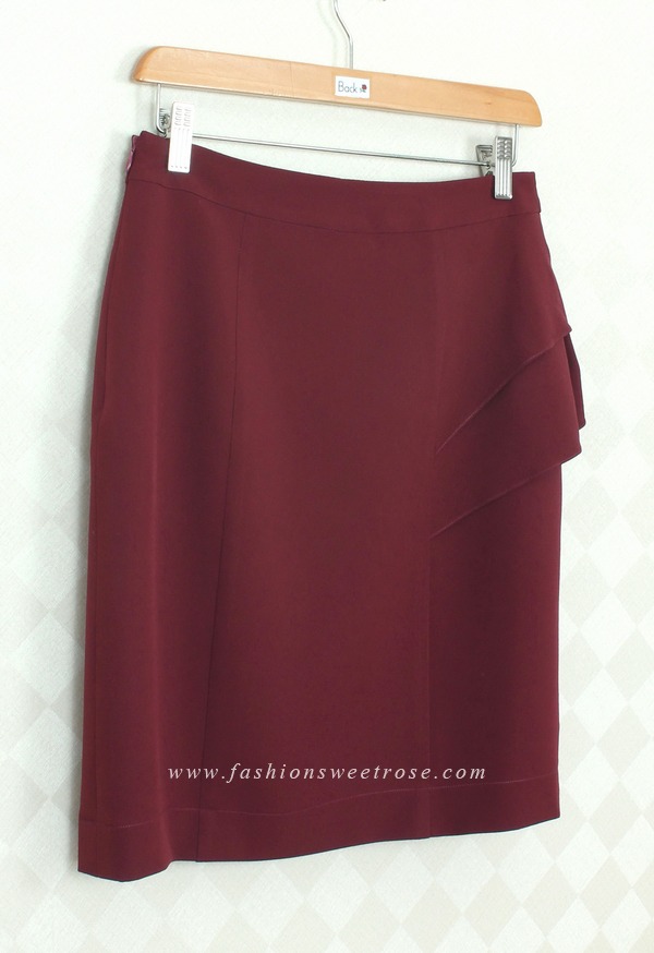 SK-296 กระโปรงแฟชั่น&ทำงาน ทรงสอบ ผ้าไหมอิตาลีสีม่วงเปลือกมังคุด