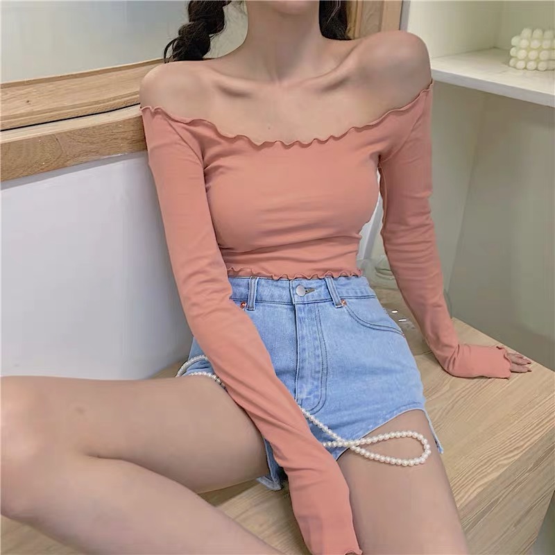 เสื้อครอปปาดไหล่ CHICC mini crop