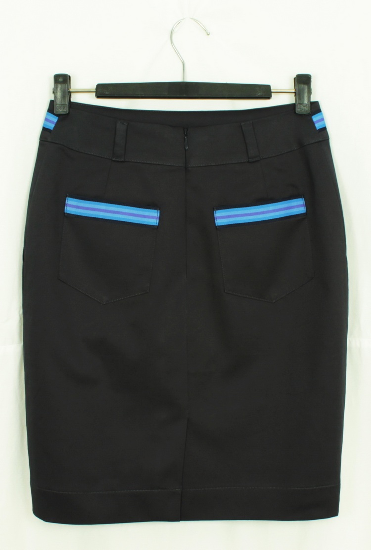 SK-144 กระโปรงแฟชั่น&ทำงาน ทรงสอบมีกระเป๋า 2 ข้าง ผ้าคอตตอนญี่ปุ่นสีน้ำเงินกรมท่า