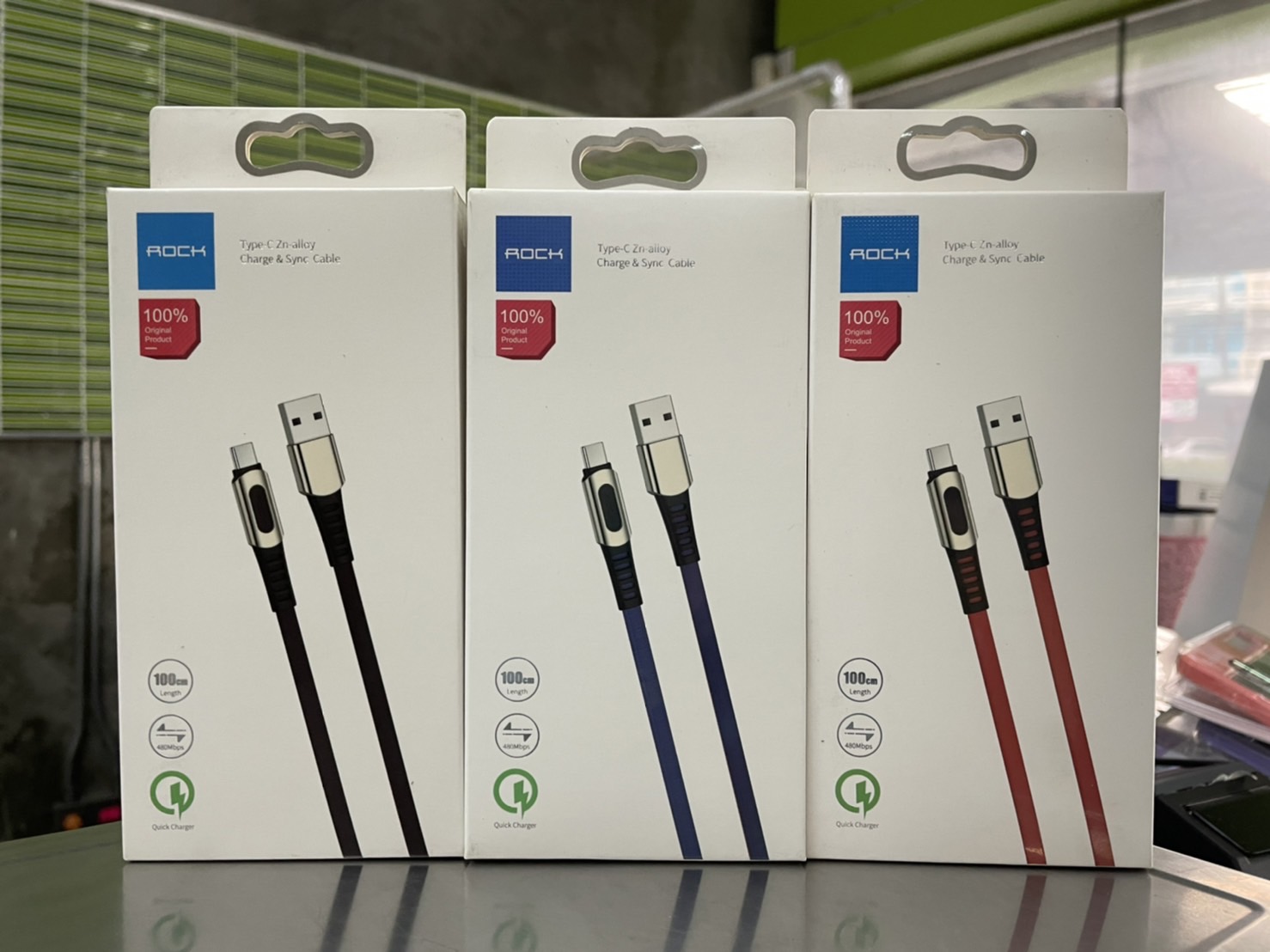 Rock M8 Zn-alloy Type-C Charge& Sync Cable 1M สายฟาสต์ชาร์จและซิงค์ Type-C สายถักอย่างดี 1 เมตร