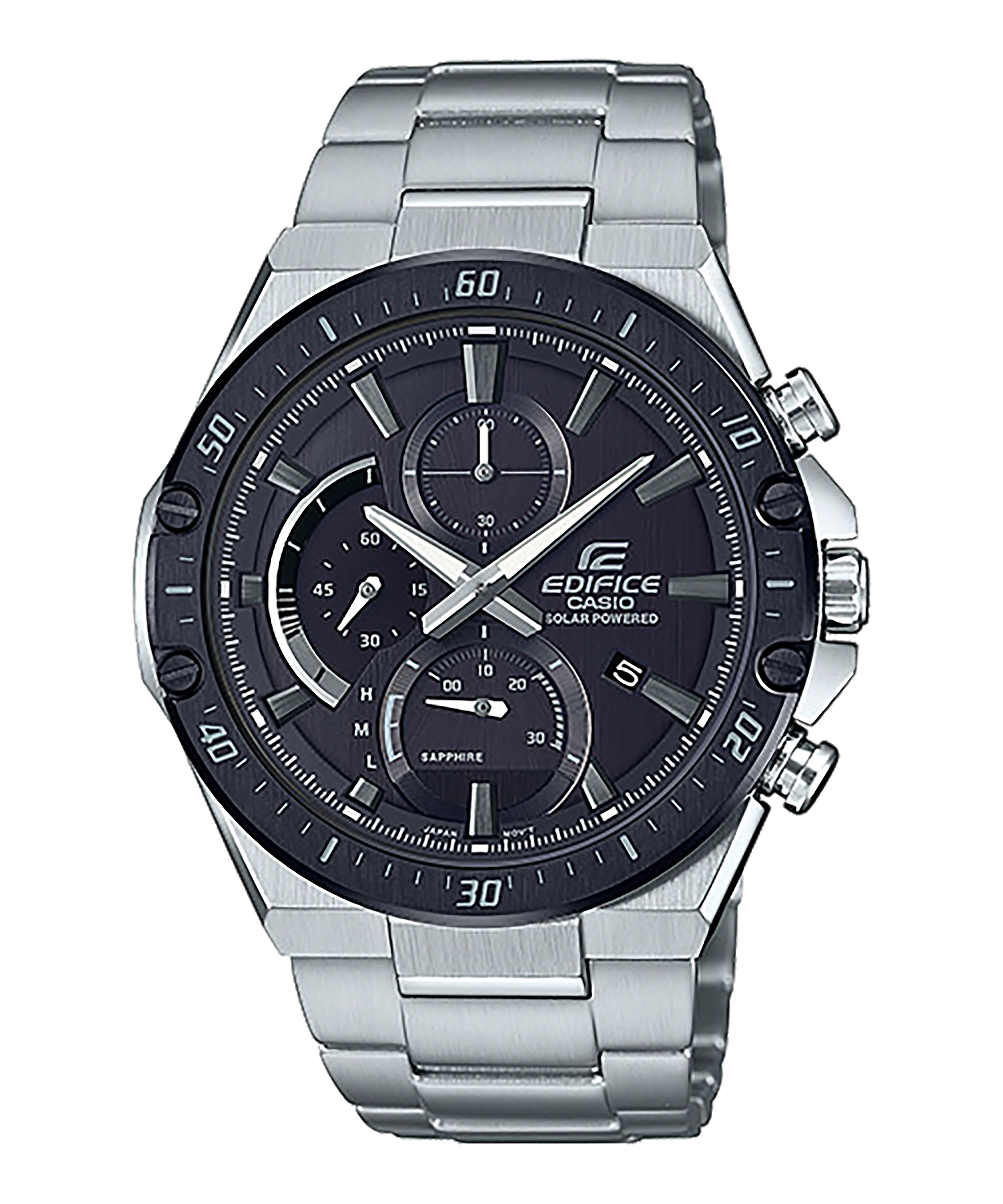 CASIO EDIFICE รุ่น EFS-S560DB-1AVUDF สีเงิน สายสแตนเลส ขอบ จอ สีดำ หน้าปัด Sapphare สินค้าใหม่ ของแท้ รับประกันศูนย์ CMG