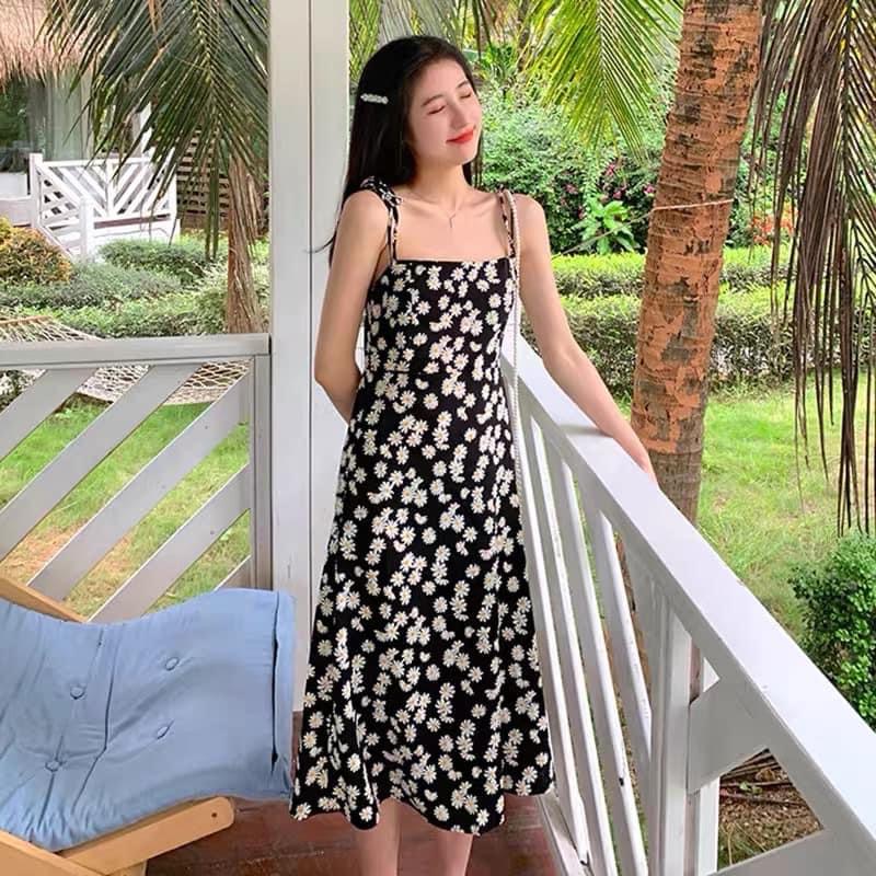 เดรสยาวสายเดี่ยว ลายดอก