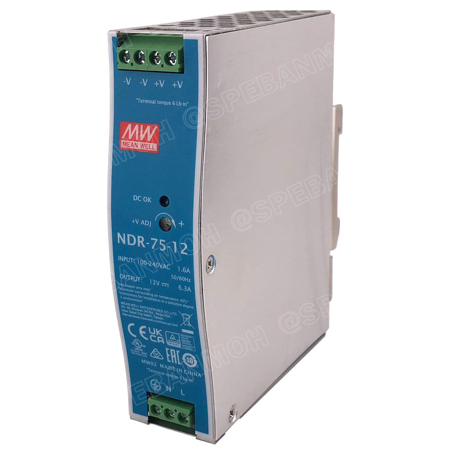 [ 1เครื่อง ] NDR-75-12 พาวเวอร์ซัพพลาย 12V 6.3A MEAN WELL 75W NDR Single Output Industrial DIN RAIL สวิทชชิ่ง ยึดรางปีกนก INPUT100-240VAC OUTPUT 12VDC สวิทชิ่ง เมนเวล 12โวตท์ สำหรับ DIN Rail มีนเวล บอร์ดแปลงไฟ หม้อแปลงไฟ AC to DC