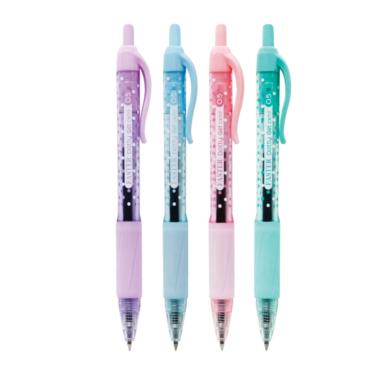 ปากกาเจล Faster รุ่น Cx717 FAN Dotty Gel หัว 0.5 มม. หมึกสีน้ำเงิน
