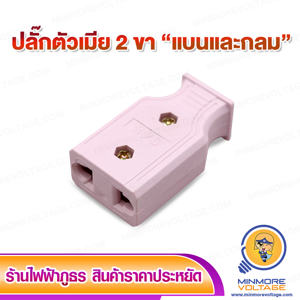 ปลั๊กเสียบตัวเมีย 2 ขา ขาแบนและกลม (ทองเหลืองแท้)