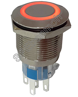 GQ19-11E-D สวิทช์เหล็ก กดติด-ปล่อยดับ 220V RED