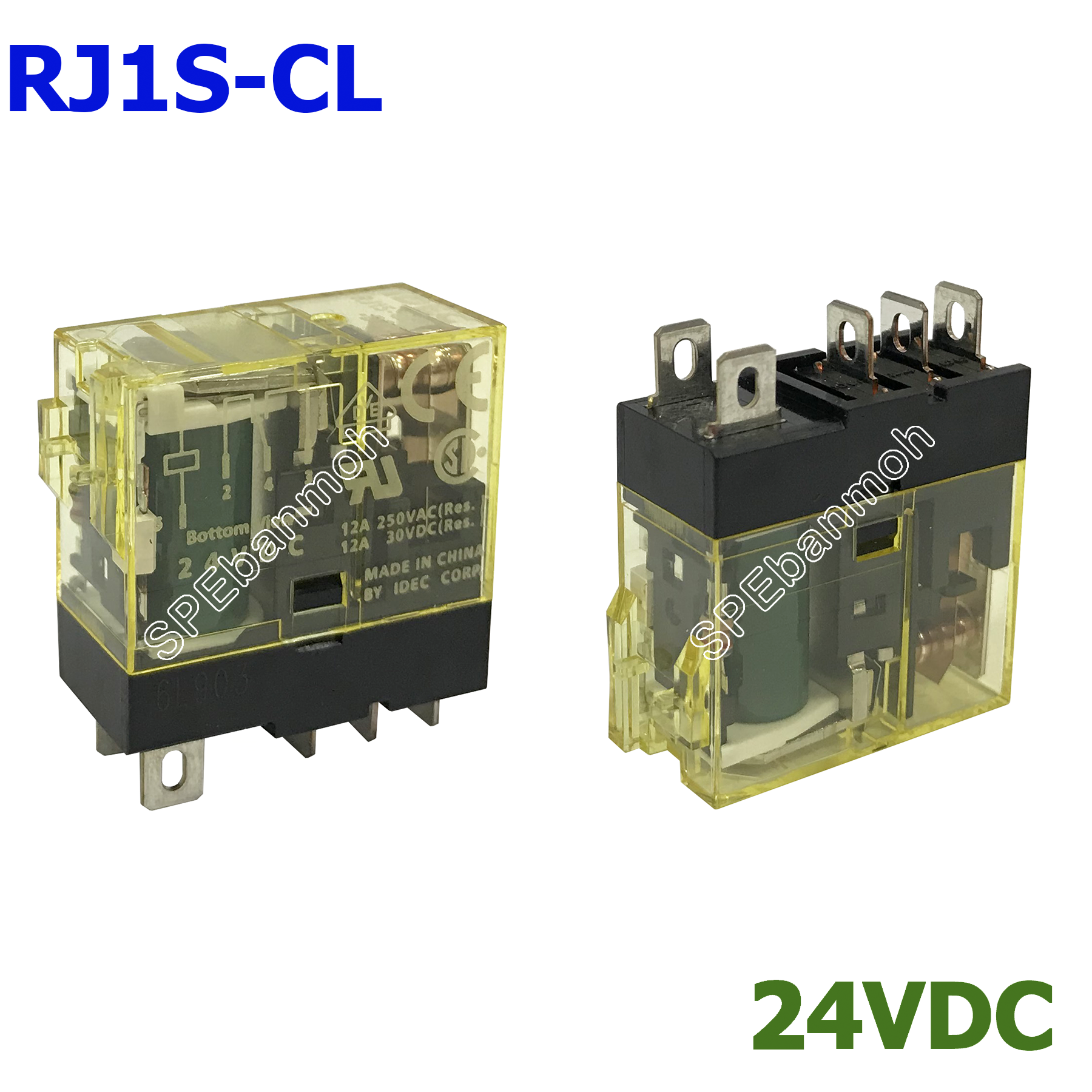 IDEC RJ1S-CL-D24 รีเล์ย์ RJ1S (1-pole) with LED 24VDC 12A