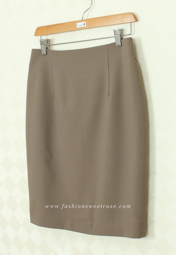SK-391 กระโปรงแฟชั่น&ทำงาน ทรงดินสอ ผ้า Rose Skinny สีน้ำตาลอ่อน สไตน์เรียบหรู