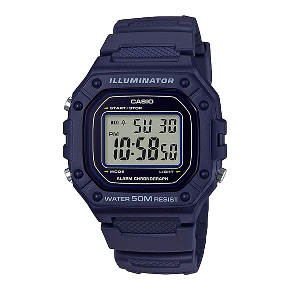 CASIO Standard รุ่น W-218H-2AVDF สีน้ำเงินเข้ม สินค้าใหม่ ของแท้ รับประกันศูนย์ CMG