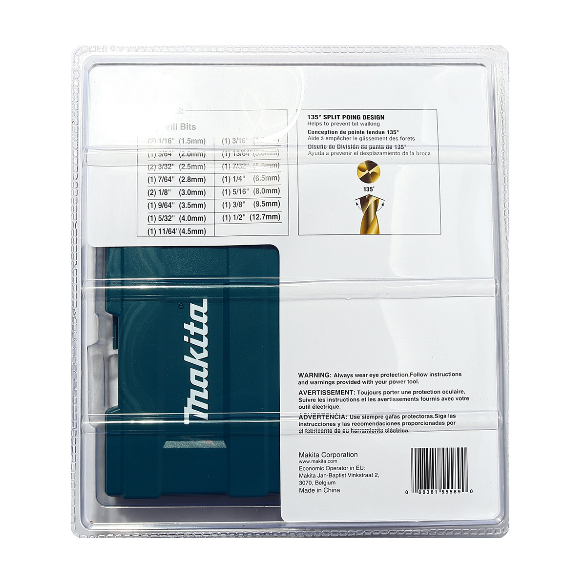 MAKITA D-70471 ดอกสว่านเจาะเหล็ก HSS-TIN 1/16นิ้ว-1/2นิ้ว 18ชิ้น Economy อุปกรณ์เสริมขายดี