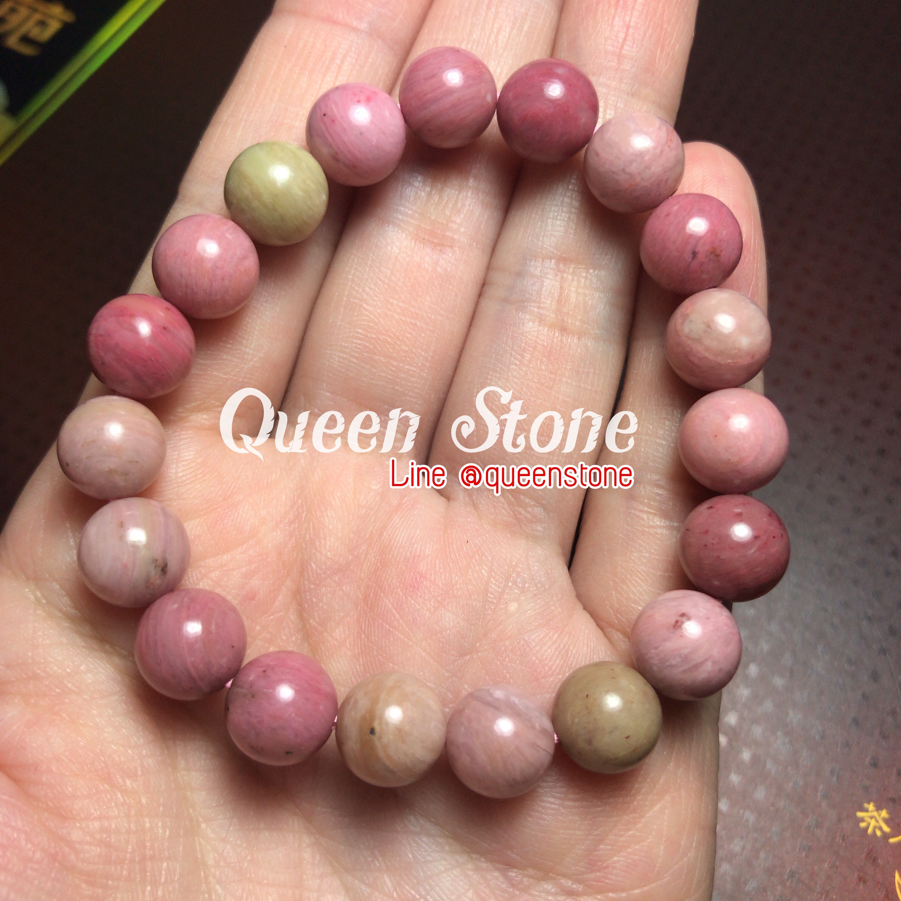 โรโดไนต์ 8 มิล หินแห่งความรัก หินแท้ธรรมชาติ สีชมพูน่ารักมากก