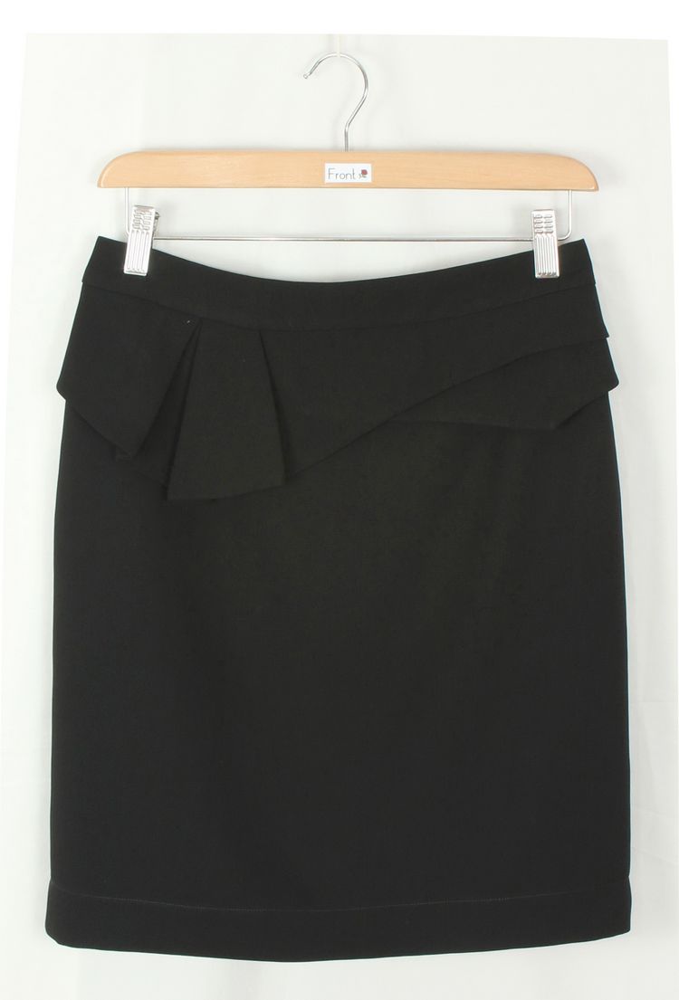 SK-103 กระโปรงแฟชั่น&ทำงาน ทรงสอบจับจีบซ้อนกัน ผ้า CHANNEL สีดำ