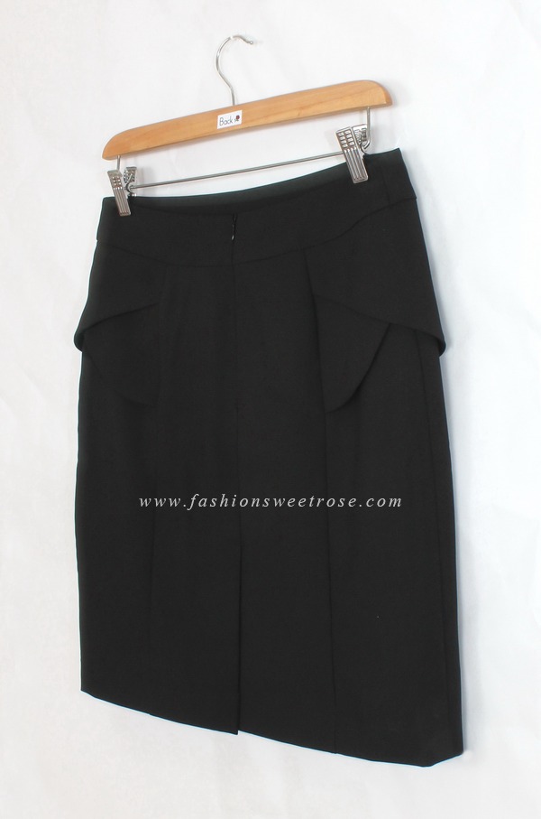 SK-419 กระโปรงแฟชั่น&ทำงาน ทรงสอบ ผ้า Rose Skinny สีดำ