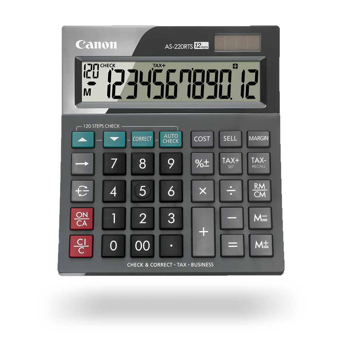 เครื่องคิดเลข Canon รุ่น AS-220RTS จอภาพแสดงผล LCD 12 หลัก รับประกันศูนย์ 3 ปี