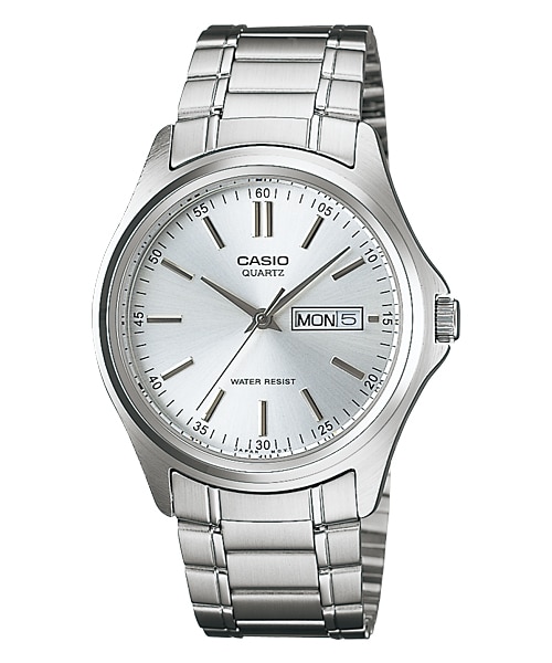 CASIO Standard รุ่น MTP-1239D-7ADF สายสแตนเลส สีเงิน จอขาว สินค้าของเเท้ รับประกันศูนย์ CMG