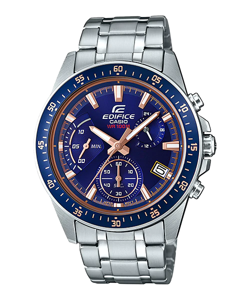 CASIO EDIFICE รุ่น EFV-540D-2AVDF สายสแตนเลส สีเงิน จอน้ำเงิน สินค้าใหม่ ของแท้ รับประกันศูนย์ CMG