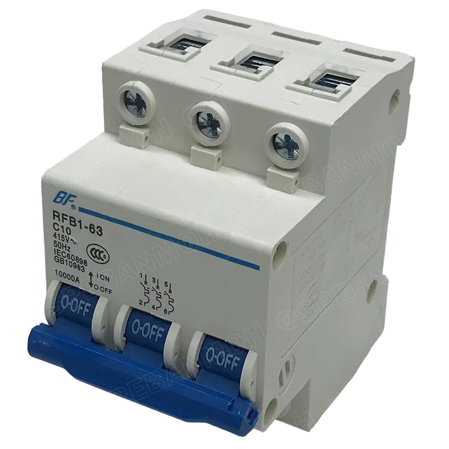 [ 1ชิ้น ] RFB1-63 3P 10A เบรกเกอร์ 6kA Type C เมนเบรกเกอร์ เบรกเกอร์ลูกย่อย ลูกย่อย 3โพล เบรกเกอร์กันไฟเกิน BF เซอร์กิตเบรกเกอร์ RFB1-63 415VAC 3เฟส เบรกเกอร์ไฟบ้าน ยึดรางปิกนก เบรกเกอร์ติดรางดินเรียล 3Phase Mini Circuit Breaker MCB 3P