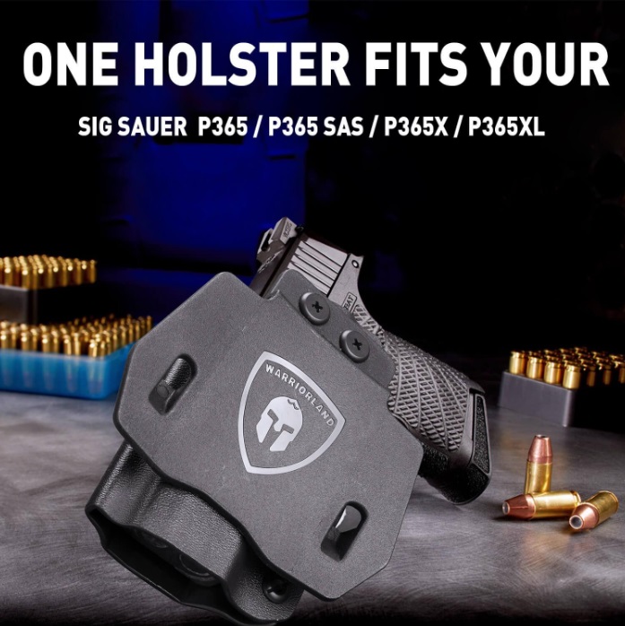 ซองปืน พกนอก Open Carry OWB Paddle Holster Kydex for Sig Sauer P365 P365 XL P365 SAS P365X P365.380 ACP P365 ROSE.380 ACP Pistol with Red Dot Trigger Guard | WARRIORLAND