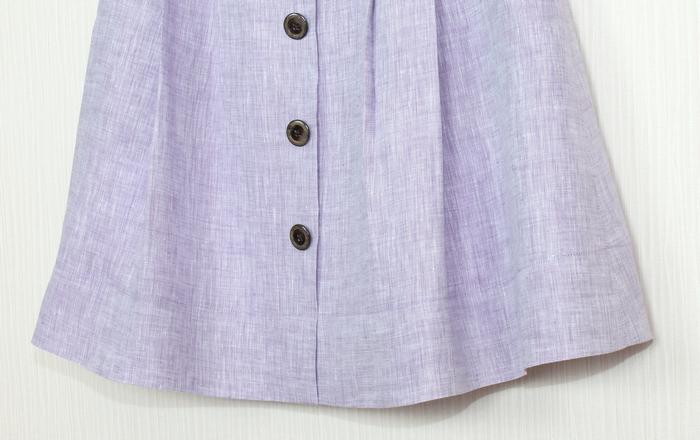 SK-241 กระโปรงแฟชั่น&ทำงาน ทรงบาน ผ้าลินินญี่ปุ่นสีม่วงอ่อน มีกระเป๋าล้วงได้ 2 ข้าง