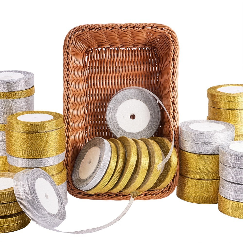 ริบบิ้นเมทาลิคหน้าเดียว สีเงิน 1 ม้วน ยาว 25 หลา