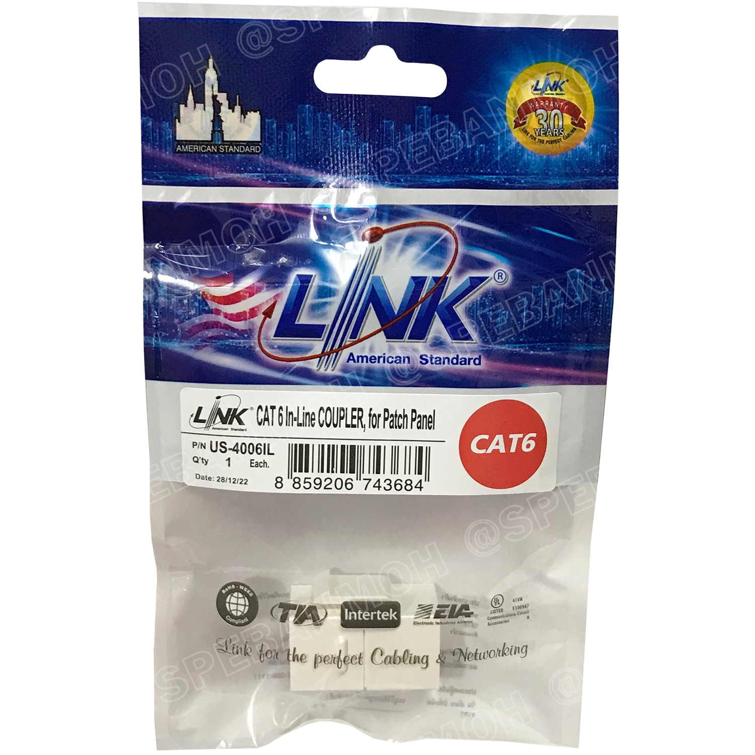 [ 1 ชิ้น ] US-4006IL ตัวต่อสายตัวเมีย 2 ด้าน Cat6 Connector In-Line or Patch Panel Insert RJ45 ตัวต่อสายแลนด์ LINK แจ็คต่อกลาง ตัวต่อสายแลนด์ RJ45 ตัวเมีย สำหรับใส่ Patch Panal LAN Jack Connector Cat6