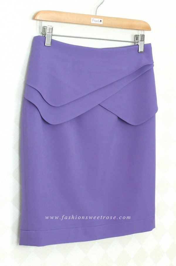 SK-295 กระโปรงแฟชั่น&ทำงาน ทรงสอบ ผ้าไหมอิตาลีสีม่วง