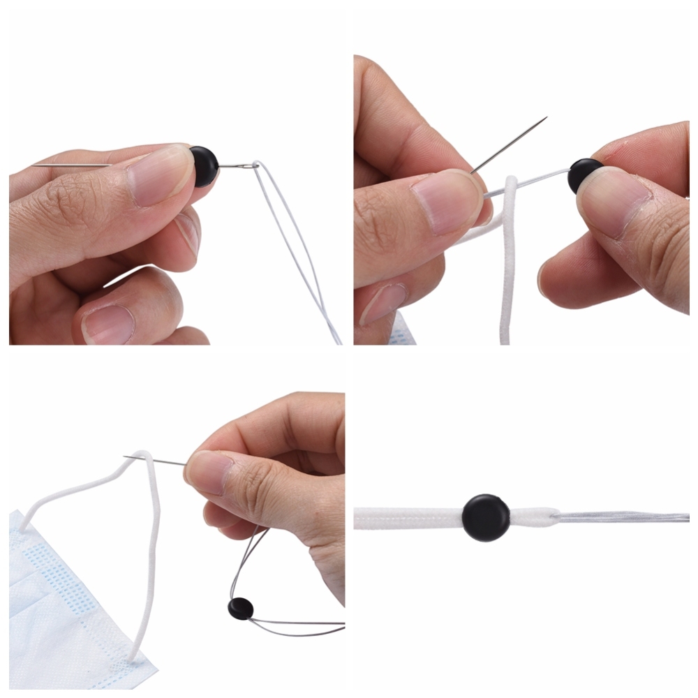 ตัวปรับสาย ทำจากพลาสติก แบบกลม ขนาด 10 มม. รู 4 มม. และ 2 มิล แพ็ค 50 ชิ้น สีดำ