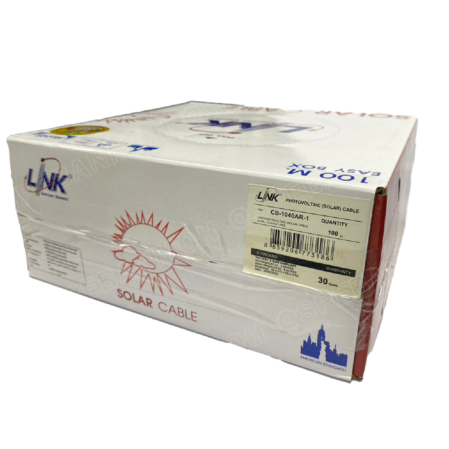 [ 100 เมตร ] CB-1040AR สีแดง Red สายไฟโซลาเซลล์ Solar PV Cable 4.0 sq.mm สายไฟ โซล่าเซลล์ 1x4 mm2 PV Cable สายไฟ DC CB1040 109Ώ PV1-F LINK Solar Cable สายโซล่าเซลล์ สายต่อแผง โซล่าเซล สายต่อ MC4 สายไฟดีซี SolarDC MC4 Cable