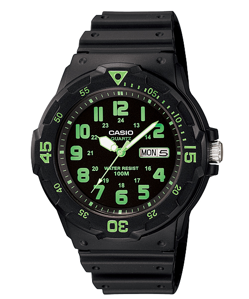 CASIO รุ่น MRW-200H-3BVDF สีดำ เลขเขียว สินค้าของเเท้