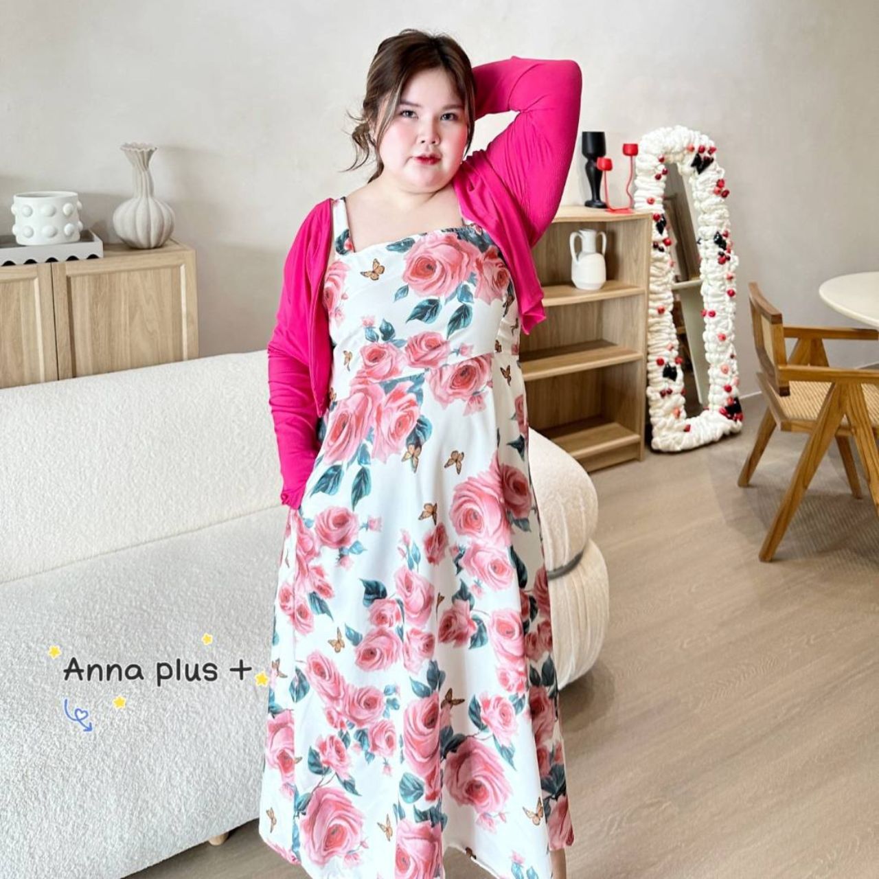 A210 เดรสสาวอวบ สายเดี่ยวสม็อคหลัง มาพร้อมเสื้อคลุมจะรับแต่เดรสอย่างเดียวก็ได้ เสื้อคลุมเลือกสีได้ เดรสอกได้ถึง50นิ้ว ออฟไวท์ ชมพู ดำ อก40-50นิ้ว