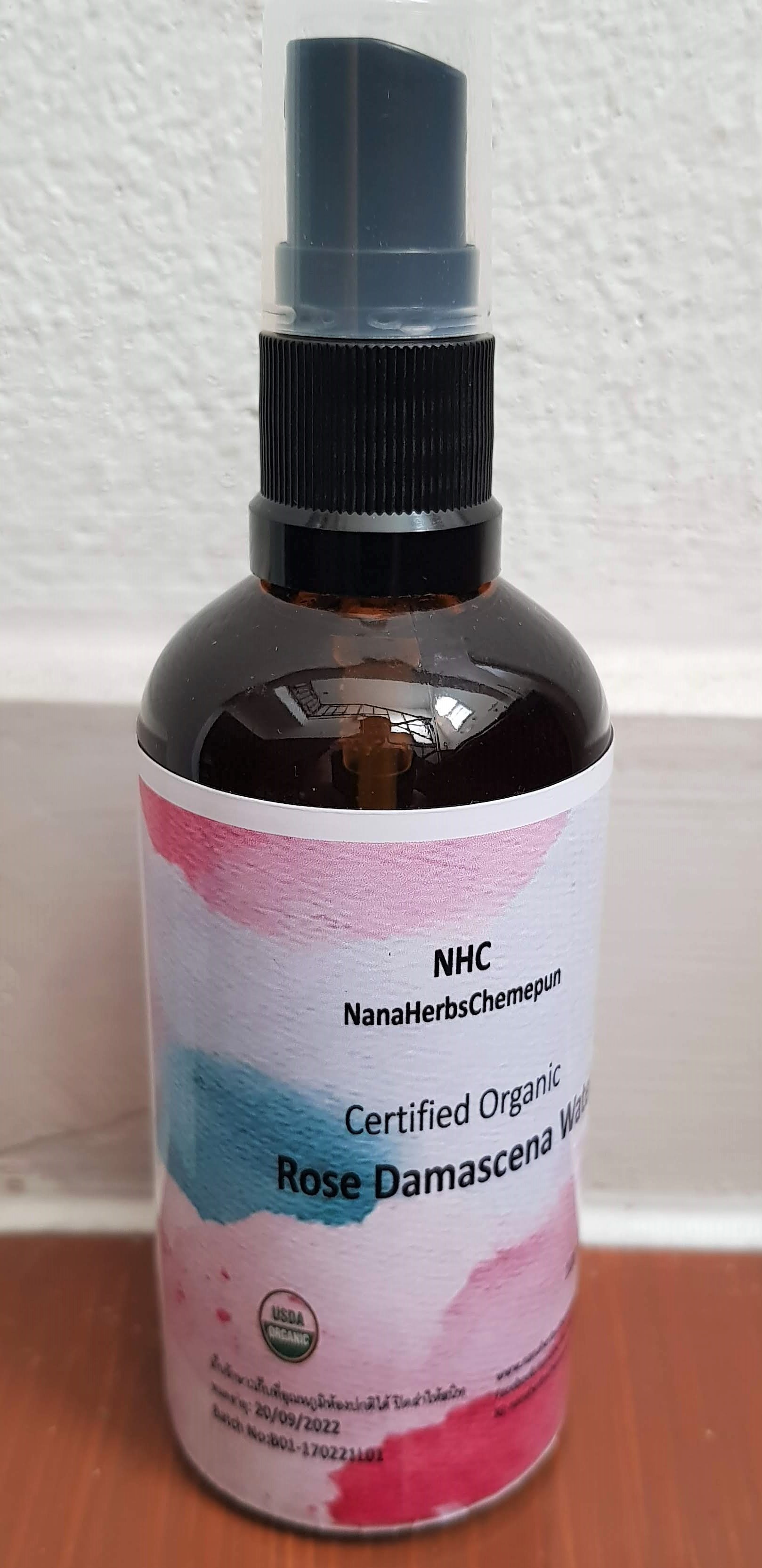 น้ำสกัดดอกกุหลาบดามัสเซน่า ออแกนิค 100% Rose Damascena Flower Hydrosols Water - Organic