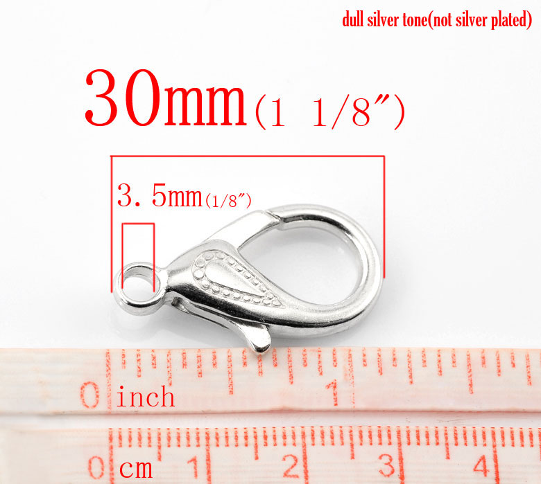 ตะขอก้ามปูสีเงินลายจุด ขนาด 30x16 mm จำนวน 5 ชิ้น