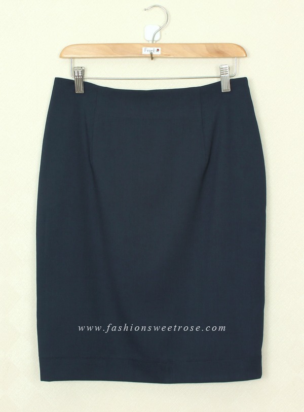 SK-393 กระโปรงแฟชั่น&ทำงาน ทรงดินสอ ผ้า Rose Skinny สีน้ำเงิน สไตน์เรียบหรู