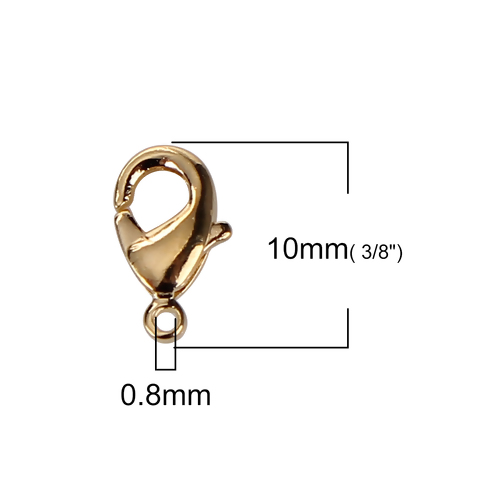 ตะขอก้ามปูทองแดง สีทอง ขนาด 10x6x2.6mm จำนวน 50 ชิ้น