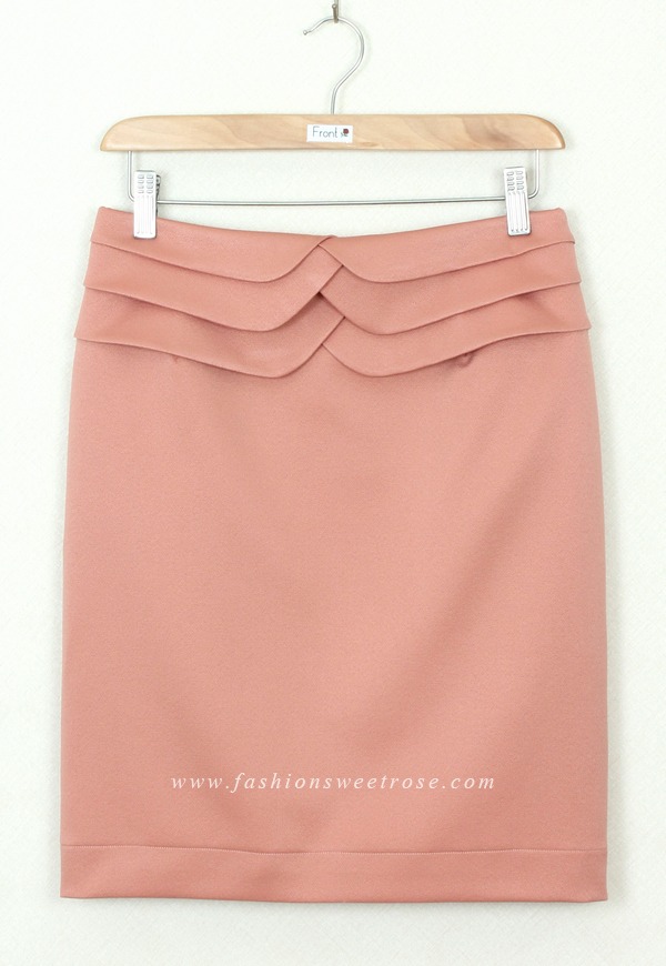 SK-304 กระโปรงแฟชั่น&ทำงาน ทรงสอบ ผ้า ZARA สีพีช Peach