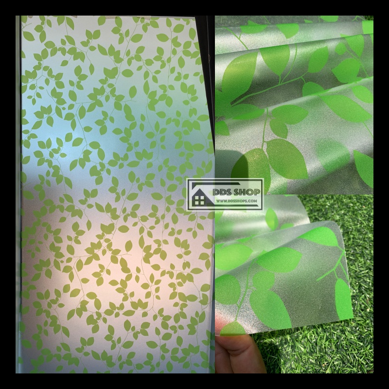 PVC สูญญากาศติดกระจก "Green Leave" หน้ากว้าง 90 cm x 100cm (สั่งมากกว่า 1m ตัดยาวต่อเนือง)