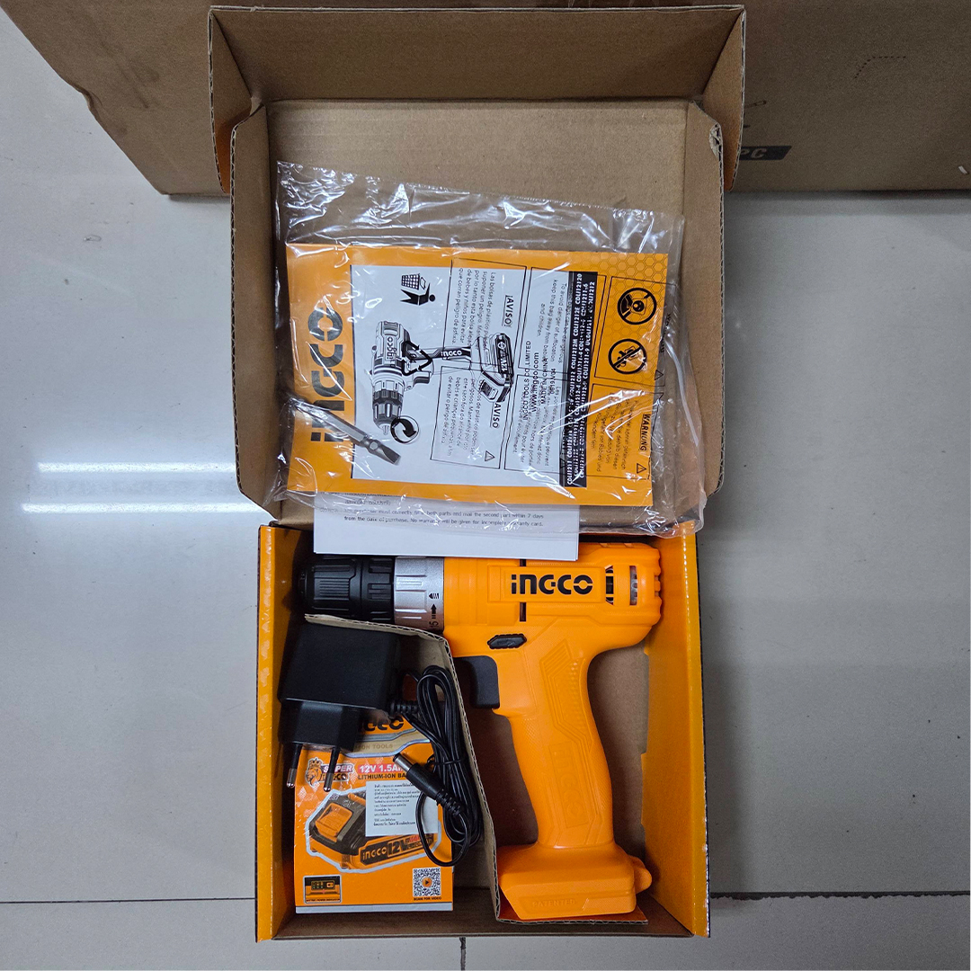 INGCO CDLI1211 สว่านไขควงไร้สาย12V แบต1.5Ahx1 แรงบิด 20 Nm. รุ่น ECO ไม่มีเกียร์ปรับ