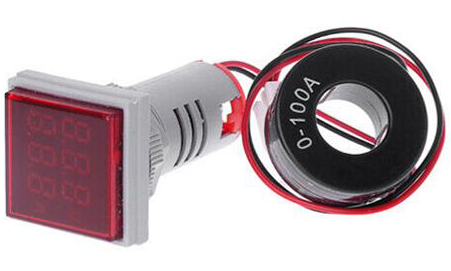 หลอดบอก โวลท์-แอมมิเตอร์ หลอดไฟ AD16-22FVA (สีแดง-RED) โวลท์-แอมมิเตอร์ (Volt-Amp Meter) Ø22 mm VAC :60-500V AAC :0-100A