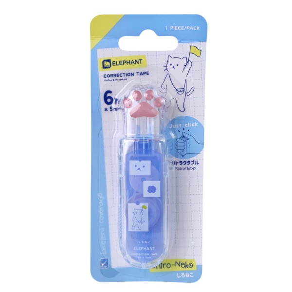 เทปลบคำผิด แบบกด ตราช้าง รุ่น SHIRO - NEKO ยาว 6 m x 5 mm.