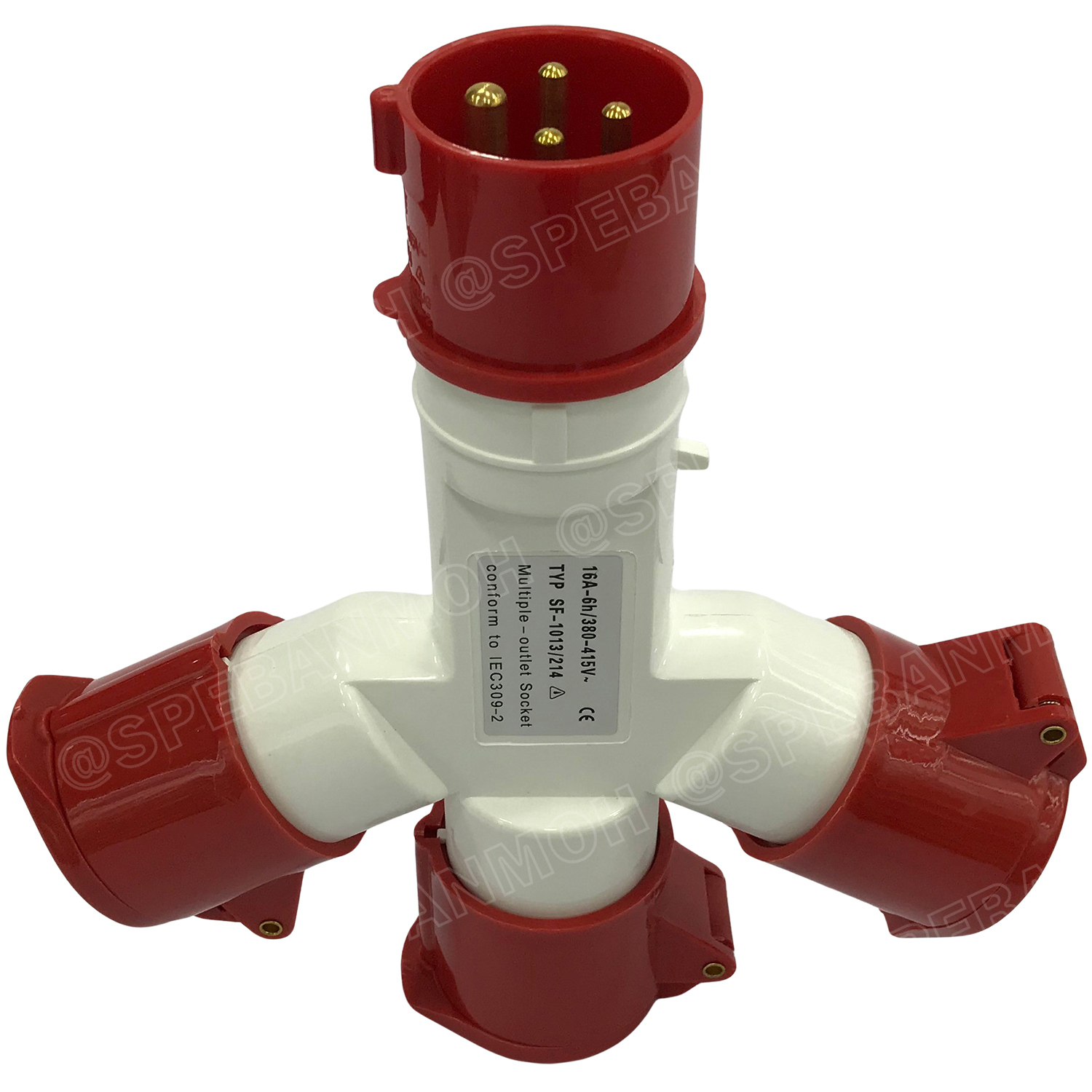 SF-1014 พาวเวอร์ปลั๊ก 3ทาง 4ขา 16A 415V 3P+E IP44 ผู้1 เมีย3 380V Line + Neutral + Ground พาเวอร์ปลั๊ก 16แอมป์ 380โวลต์ ปลั๊กไฟสนาม POWER PLUG MULTIPLE-OUTLET SOCKET ปลั๊กพาวเวอร์สามทาง เข้า 1 ออก 3 3P+E 16A 220VAC ปลั๊กอุตสาหกรรม ปลั๊กพาวเวอร์สามทาง 380V