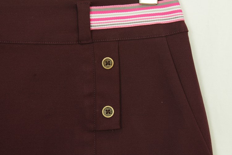 SK-143 กระโปรงแฟชั่น&ทำงาน ทรงสอบมีกระเป๋า 2 ข้าง ผ้าคอตตอนญี่ปุ่นสีม่วงเปลือกมังคุด