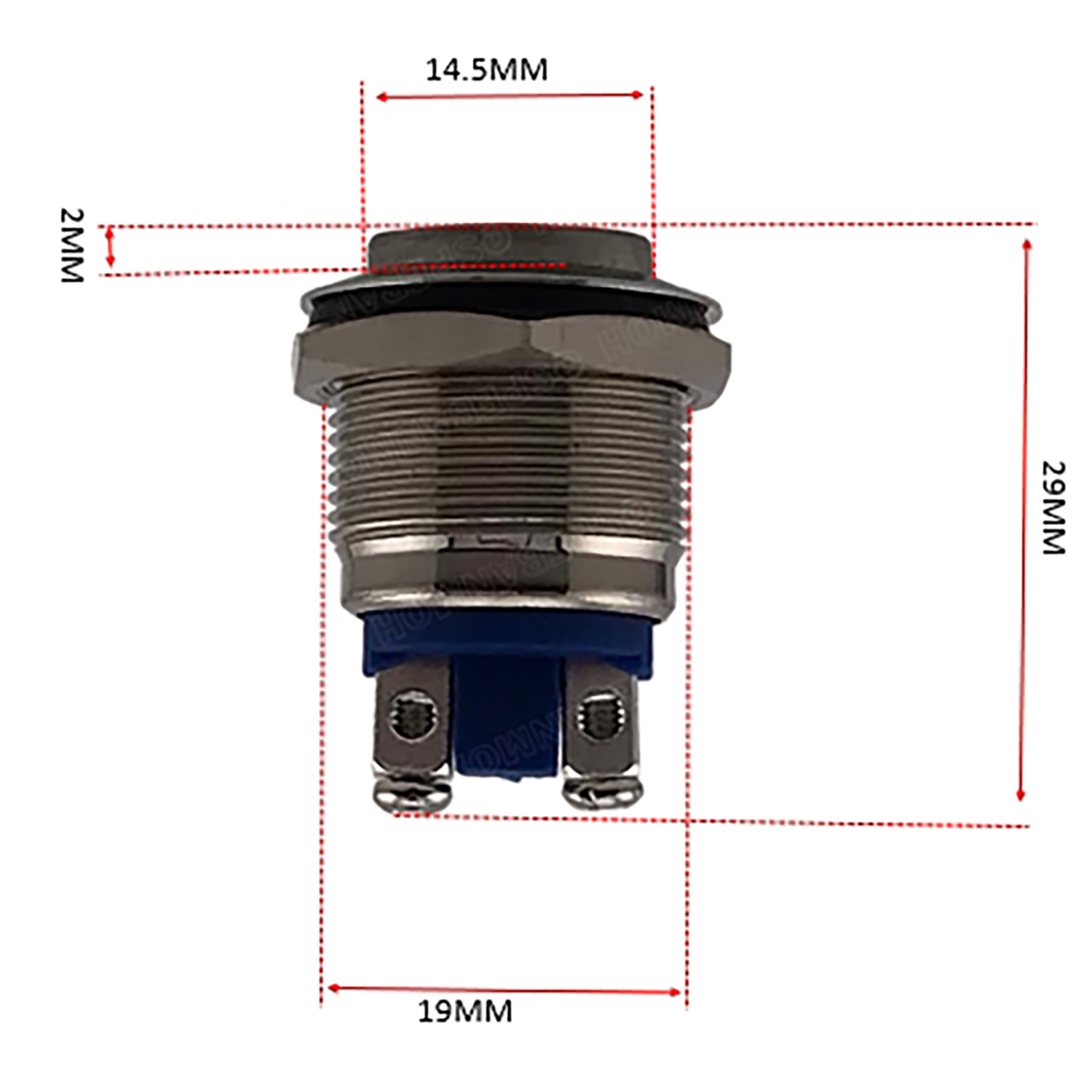 GQ19-H สวิทช์เหล็ก19มิล แบบหัวนูน กดติด-ปล่อยดับ Metal Switch 19mm